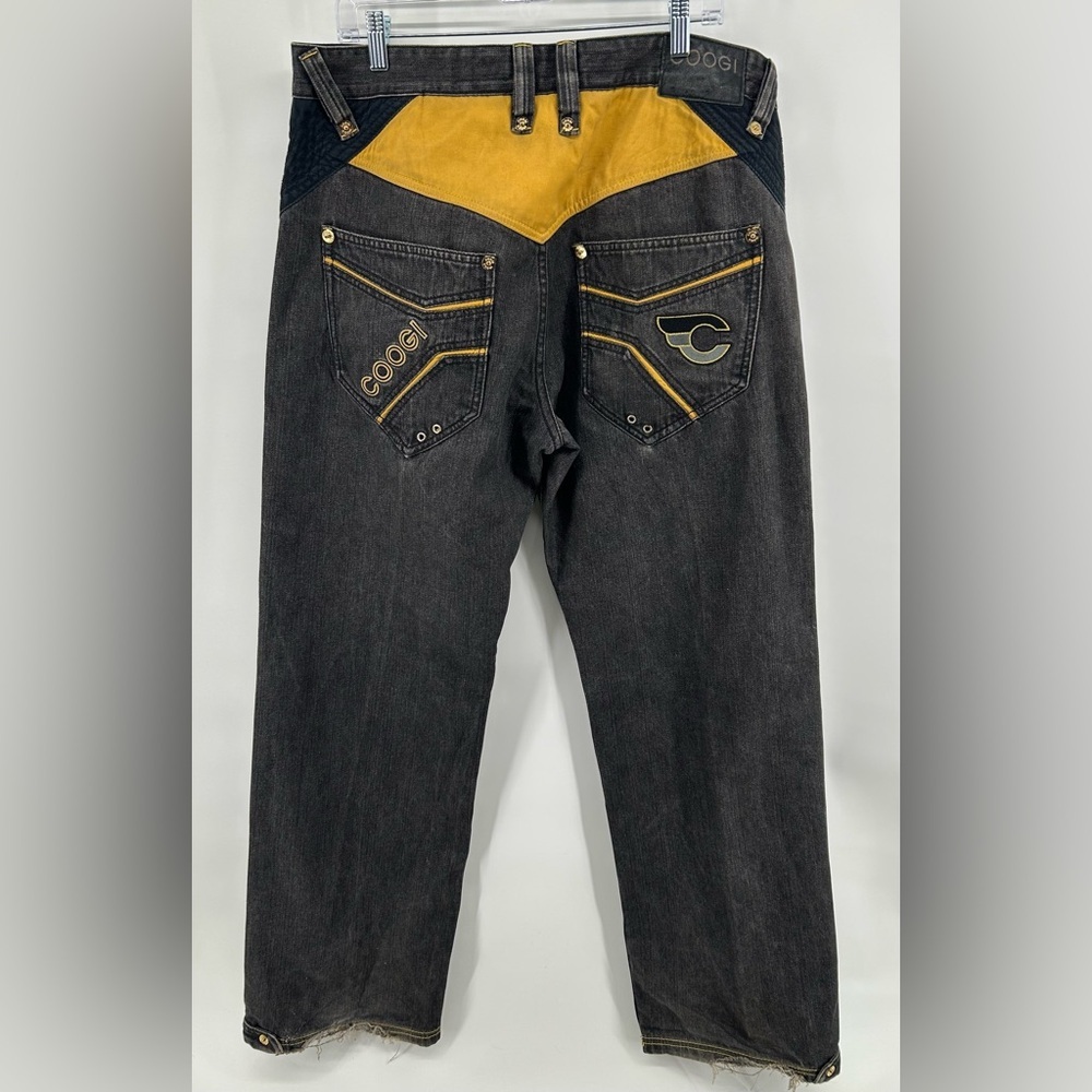 Vintage Y2K Coogi Gold Logo Dark Wash Denim Hip Hop Streetwear 36x34